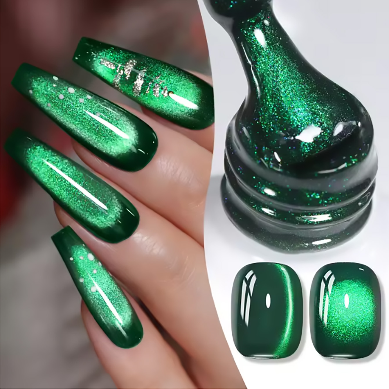 Nail Art Emerald Green - ZH 12ML 에메랄드 그린 마그넷 캣아이