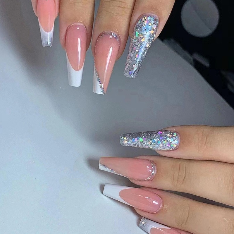 Nail Art Simple - 24개/세트 롱 발레 네일 키트 글리터