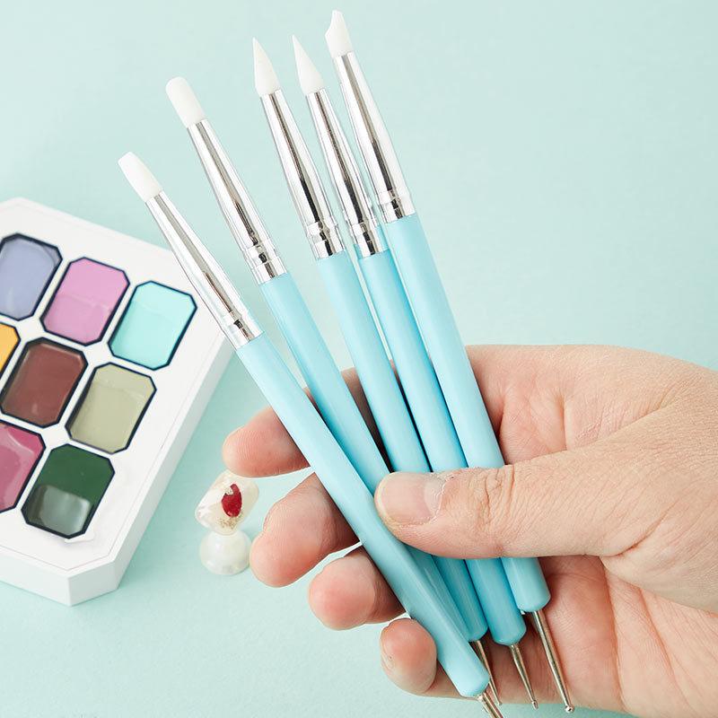 Nail Art Dotting Tool - 1/10/15개 듀얼 엔드 실리콘 네일 아트