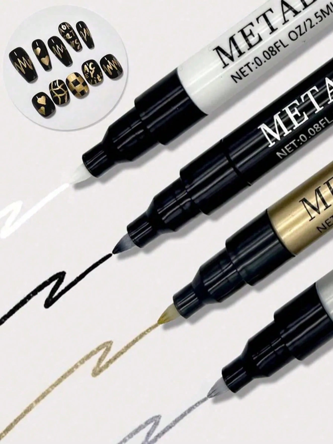 Nail Art Dotting Tool - 0.8mm 1개 네일 아트 펜, 화이트