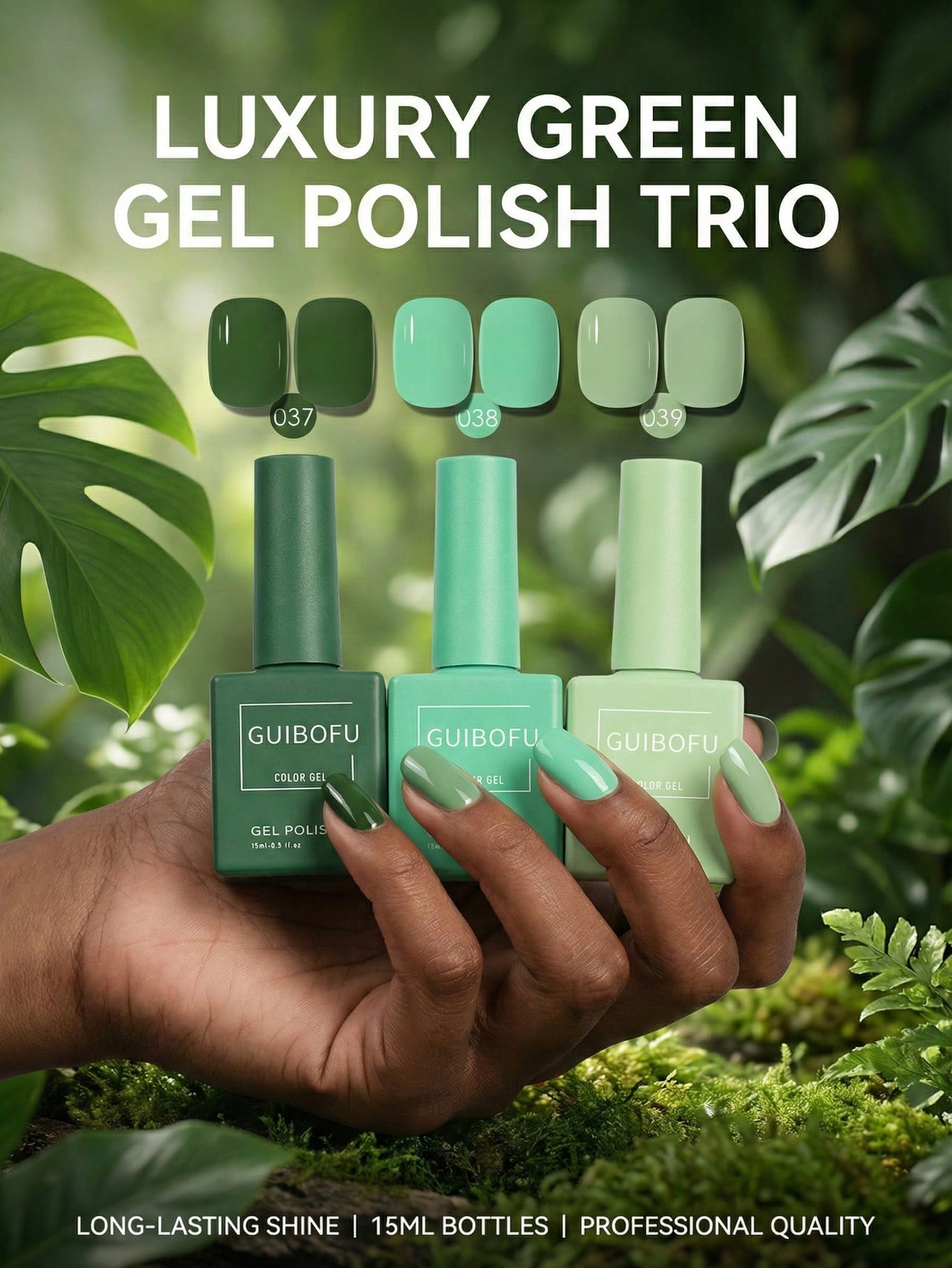 Nail Art Emerald Green - 3개/세트 15ml 포레스트 그린 젤 폴리쉬,