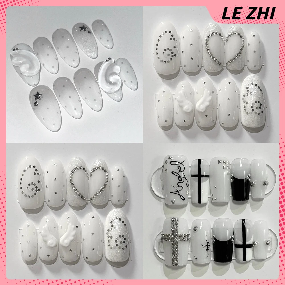 Nail Art Simple - Y2K 레트로 윙즈 스타 글리터 프레스온