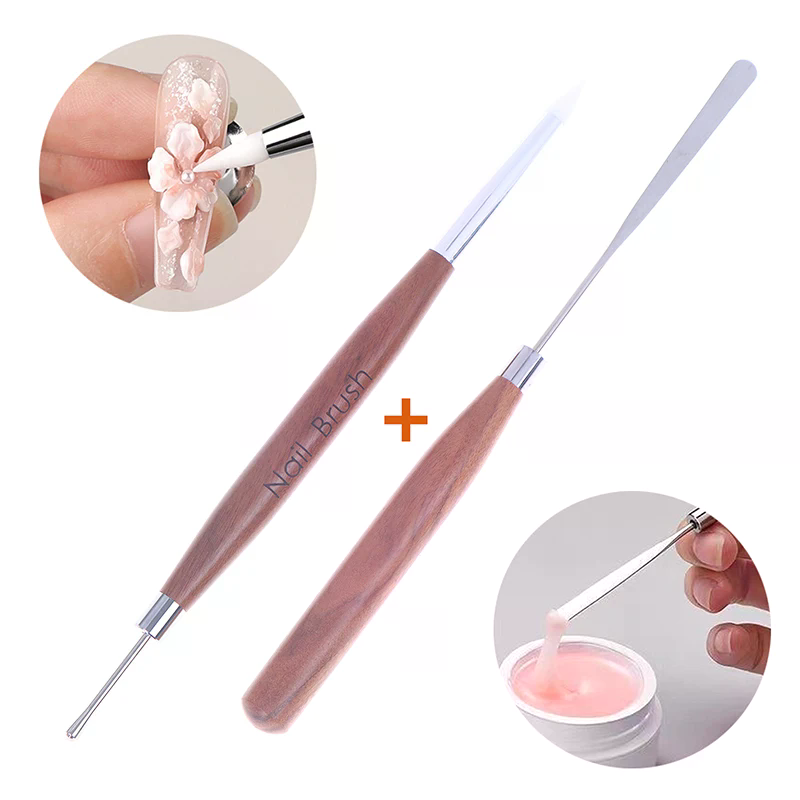 Nail Art Dotting Tool - 2Pcs 더블 엔드 실리콘 도팅 펜
