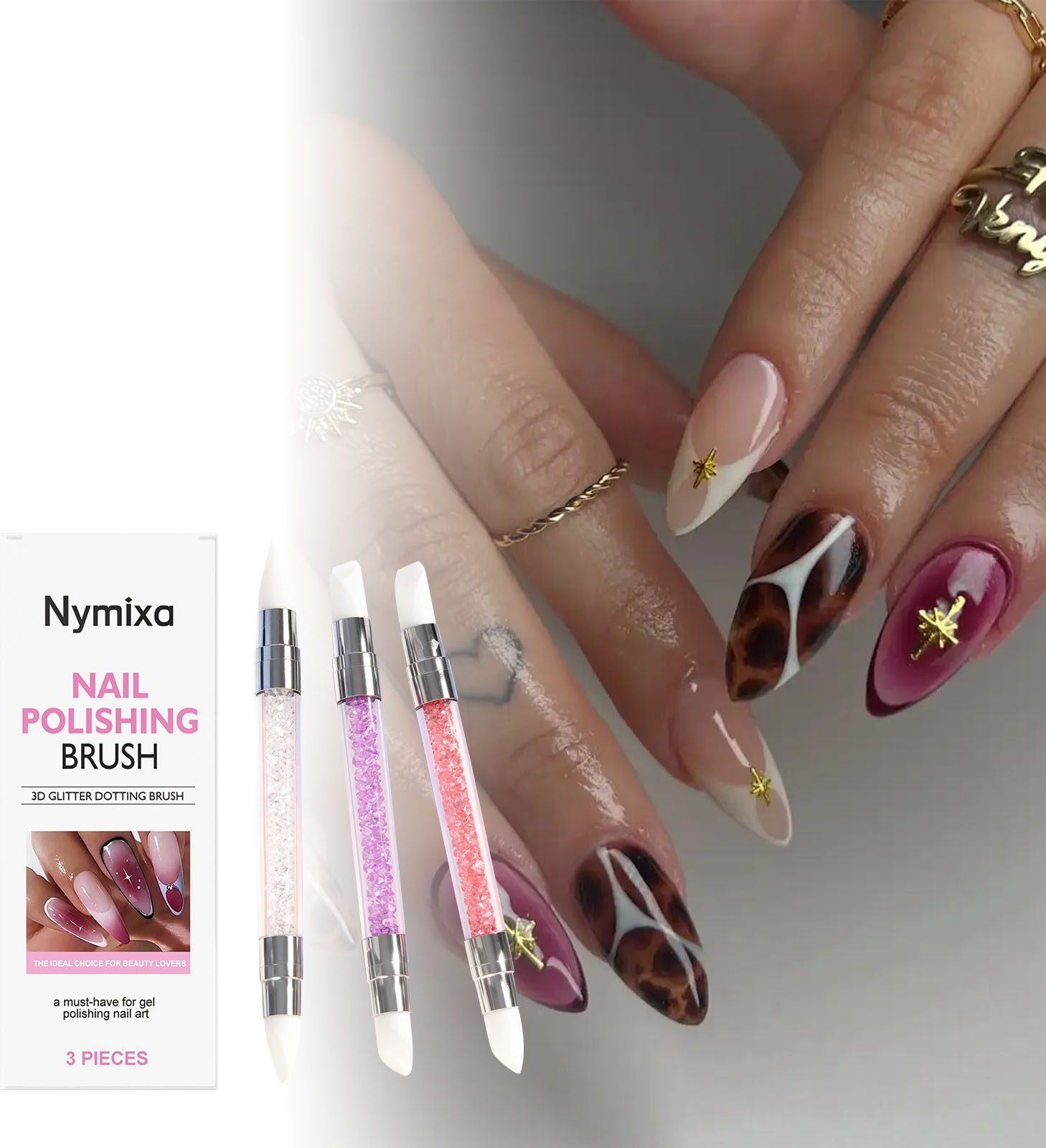 Nail Art Dotting Tool - 니믹사 3종 듀얼 헤드 실리콘 네일