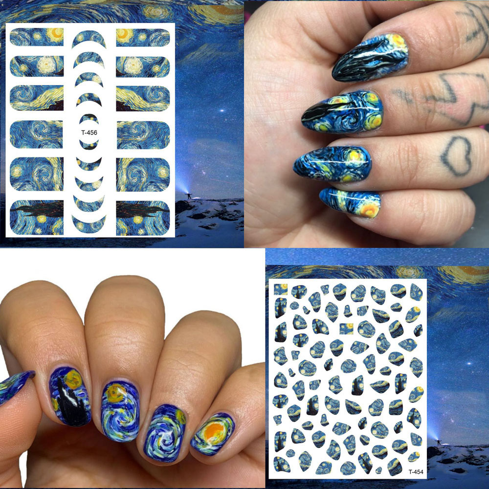 Nail Art Xmas Simple - 1PCS 빈티지 레트로 겨울 네일 스티커