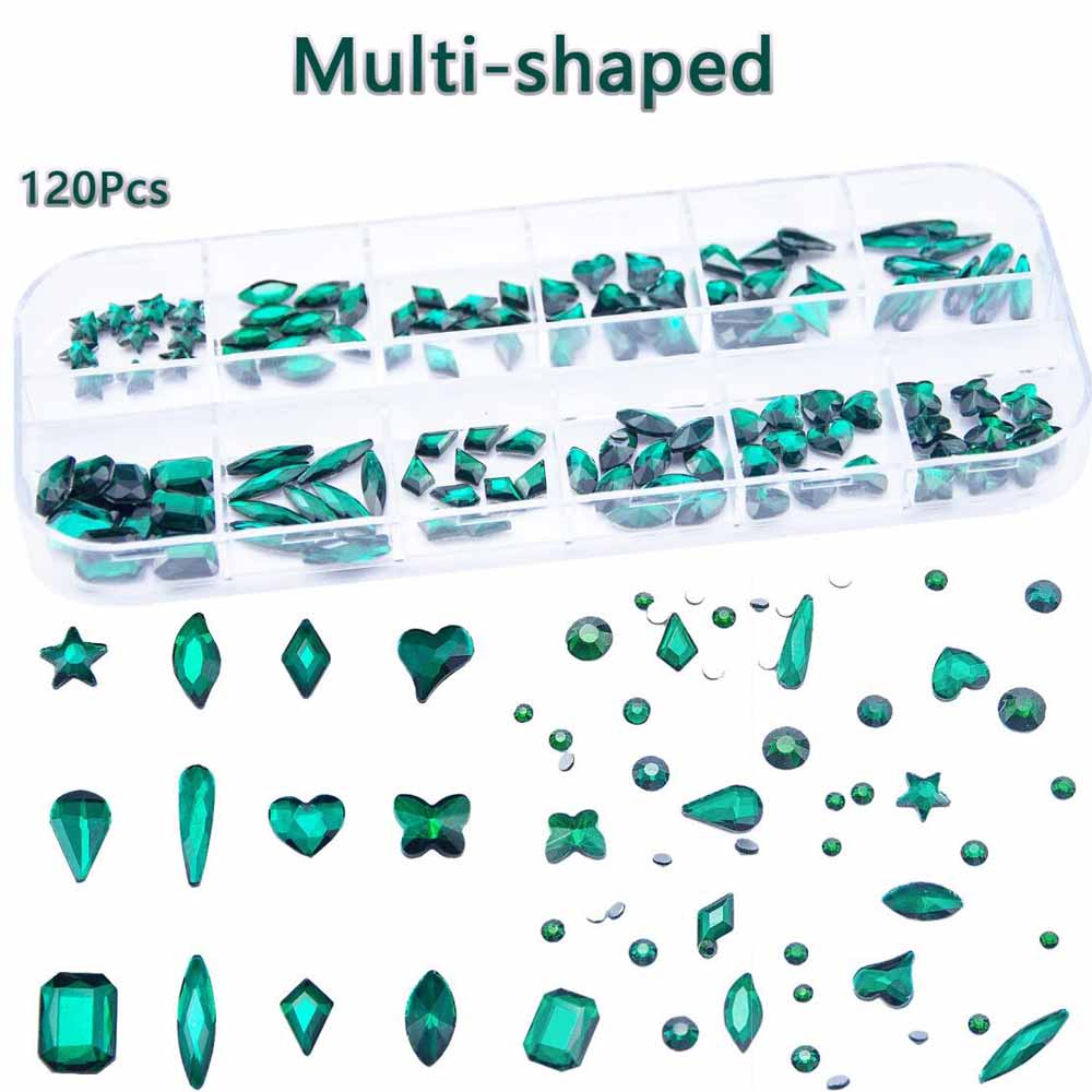 2상자 에메랄드 그린 네일 라인스톤 멀티 사이즈 플랫  - Nail Art Emerald Green 리뷰 및 가격