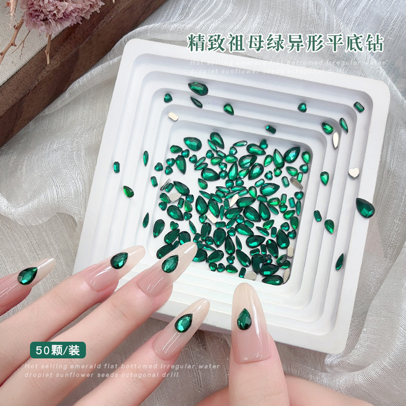 50PCS 짙은 녹색 플랫 다시 3D 네일 아트 라인  - Nail Art Emerald Green 리뷰 및 가격