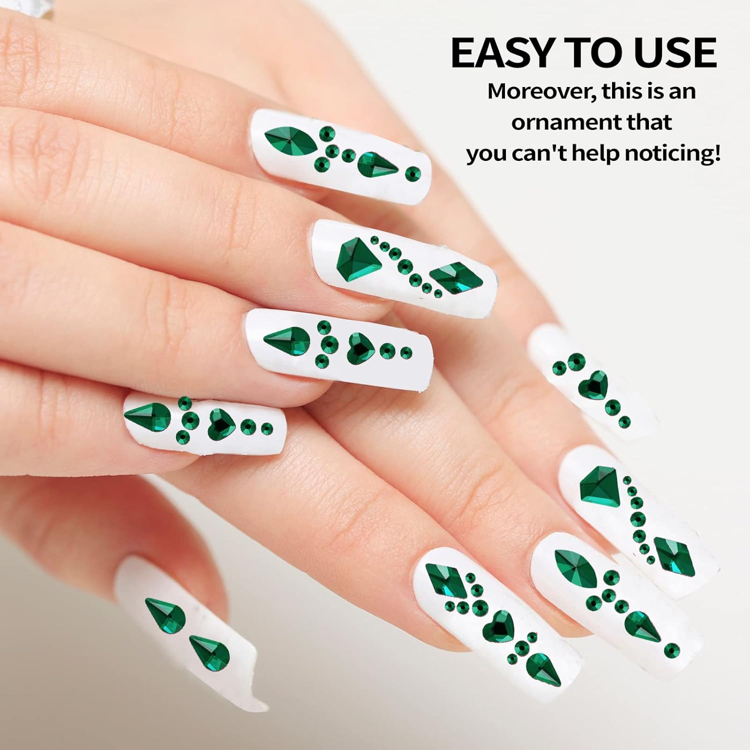 12 그리드 에메랄드 플랫백 네일 라인스톤, 도구 포함 - Nail Art Emerald Green 리뷰 및 가격