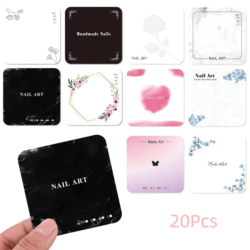 Z.20매 프레스온 네일 하단 꽃무늬 카드보드 사진 소 - Nail Art Zone 리뷰 및 가격