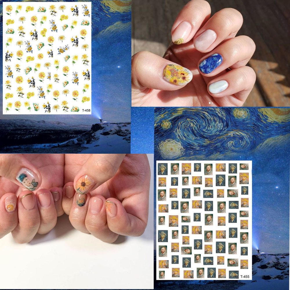 반 고흐 나이트 로맨틱 네일 아트 스티커, 접착식 달  - Nail Art Van Gogh 리뷰 및 가격